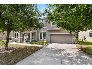Charming two-story home featuring a two-car garage and beautifully landscaped front yard with mature trees at 248 Wallrock Ct, Ocoee, FL 34761