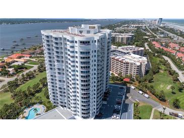 Luxury high-rise condo building with multiple balconies and stunning views of the surrounding area at 2 Oceans West Blvd # 2006, Daytona Beach Shores, FL 32118