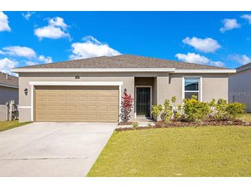 Charming single-story home with a well-manicured lawn and a two car garage at 3761 Shoveler Ave, Leesburg, FL 34748