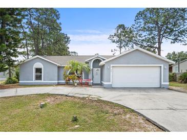 Charming single-story home with a well-manicured lawn, attached two-car garage, and inviting front entryway at 131 Autumn Ct, St Cloud, FL 34771