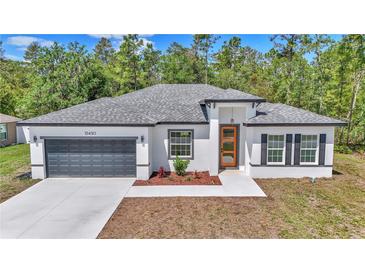 Charming single-story home featuring a modern design, two car garage, and fresh landscaping at 13430 Sw 88Th Ter, Ocala, FL 34473