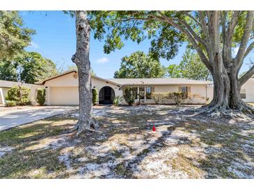 Charming single-story home featuring a manicured lawn and mature trees offering ample shade at 2007 Peach Tree Blvd, St Cloud, FL 34769