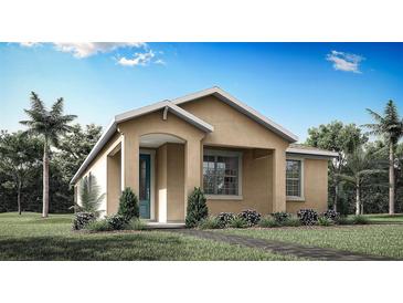Charming single-story home featuring a neutral color palette, well-manicured lawn, and inviting entrance at 13046 Pergola Ave, Orlando, FL 32832