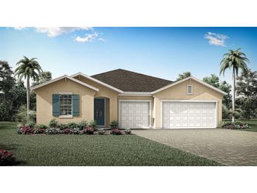 Charming single-Gathering home with a two-car garage, manicured lawn, and vibrant landscaping at 2770 Sweet Acacia Dr, Clermont, FL 34711
