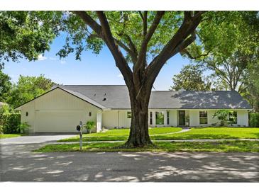 Charming single-story home showcasing a well-maintained lawn and mature tree in a suburban neighborhood setting at 4065 Winderlakes Dr, Orlando, FL 32835