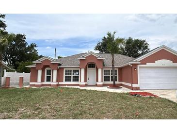 Charming single-story home with stucco walls, white trim, and a well-manicured lawn at 514 Richmond Ave, Deltona, FL 32725