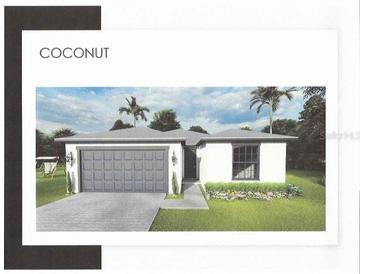 Charming single-story home featuring a two-car garage, manicured lawn, and lush landscaping at 371 Miller Rd, Sanford, FL 32773