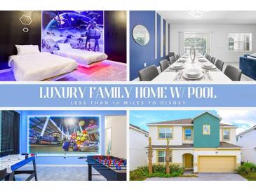 Beautiful home with themed bedrooms, game room, and appealing exterior at 266 Marcello Blvd, Kissimmee, FL 34746