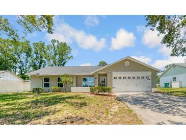 Charming single-story home with a well-manicured lawn, attached garage and neutral paint at 99 Eastridge Dr, Eustis, FL 32726