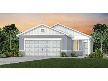 Charming single-story home with a two-car garage and well-manicured lawn and tropical landscaping at 3503 Weaver Way, Davenport, FL 33837