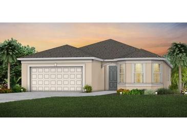 Inviting single-story home featuring a manicured lawn, two car garage and neutral color palette at 4007 Marbury Ct, Davenport, FL 33837