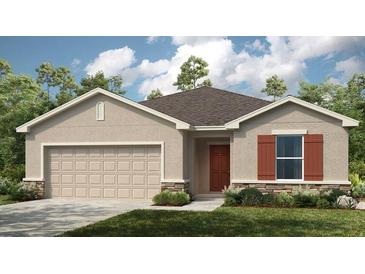 Charming single-Gathering home featuring a neutral color palette, a two-car garage, and well-maintained landscaping at 4725 Yellow Elder Way, Kissimmee, FL 34758