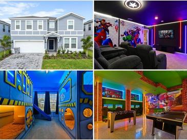 Charming two-story home with landscaped yard and gray color at 3715 Lana Ave, Davenport, FL 33897
