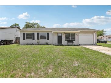 Charming single-story home featuring a well-maintained lawn, a garage, and welcoming curb appeal at 3816 Tram Ct, Orlando, FL 32810