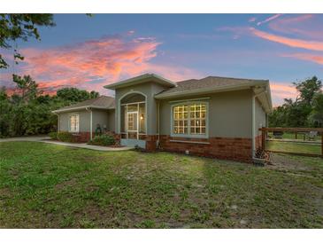 Charming single-story home with a screened entrance and mixed material facade at 41128 Apple St, Eustis, FL 32736