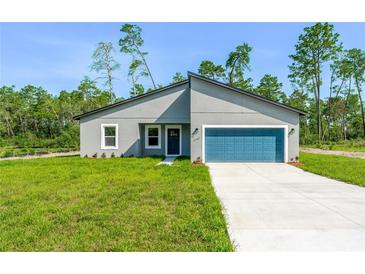 Charming single-story home featuring a modern design, manicured lawn, and a spacious two-car garage at 17301 Sw 41St Cir, Ocala, FL 34473