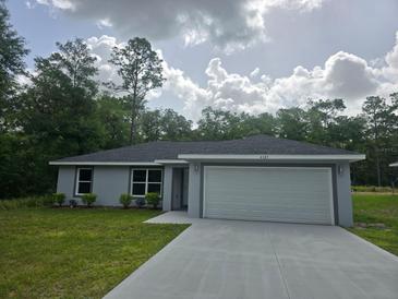 Beautiful single-story home with a two-car garage, green lawn, and well-maintained landscaping at 4325 Sw 157Th Ter, Ocala, FL 34481