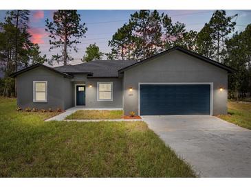 Charming single-Gathering home featuring a well-manicured lawn, a two car garage, and professional landscaping at 17477 Sw 41St Cir, Ocala, FL 34473