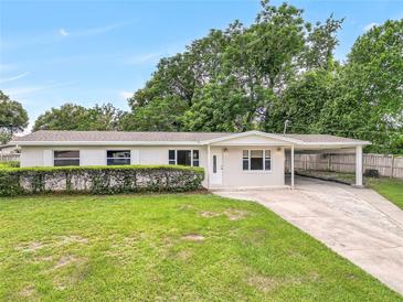 Charming single-story home featuring a lush front yard and covered carport at 1204 Marie Ave, Apopka, FL 32703