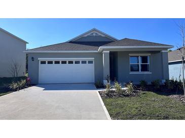 Charming single-story home with a two-car garage, landscaped front yard, and covered entry at 1274 Limbali St, Mount Dora, FL 32757