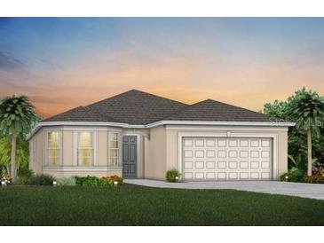 Charming single-story home featuring a neutral color scheme, lush landscaping, and a two-car garage at 1530 Groveline Rd, St Cloud, FL 34771