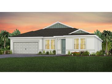Beautiful single-story home with neutral paint, manicured landscaping, and an attached two-car garage at 5503 Banyan Bay Rd, St Cloud, FL 34771