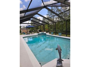 Relaxing screened-in pool with beautiful blue water and outdoor seating area, perfect for entertaining guests at 10411 Sw 52Nd Ct, Ocala, FL 34476
