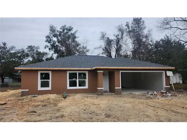 Newly constructed home with a brown exterior and a gray roof at 3733 Se 137Th Street, Summerfield, FL 34491