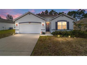 One-story home with a two-car garage and landscaping at 451 Hickory Course Loop, Ocala, FL 34472