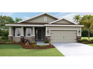 One-story home with stone accents and a two-car garage at 8562 Pinecrest Trl, Wildwood, FL 34785