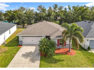 One-story home with a two-car garage and landscaped lawn at 2457 Bulrush Dr, Saint Cloud, FL 34769