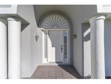 Inviting house entrance with columns and a white door at 5503 Nw 25Th Loop, Ocala, FL 34482