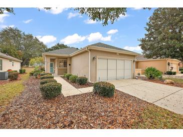 Tan one-story house with a two-car garage and landscaped front yard at 13309 Se 92Nd Court Rd, Summerfield, FL 34491