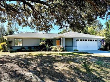 One-story home with gray exterior, white garage door, and landscaping at 6082 Sw 104Th St, Ocala, FL 34476