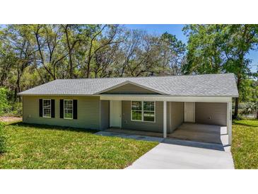 Charming single-story home with a well-manicured lawn, covered entry, and a convenient covered carport at 16450 Se 57Th Pl, Ocklawaha, FL 32179
