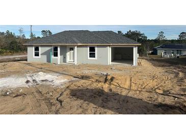 Newly constructed home with gray siding and a gray shingle roof at 111 Fisher Trace Dr, Ocklawaha, FL 32179