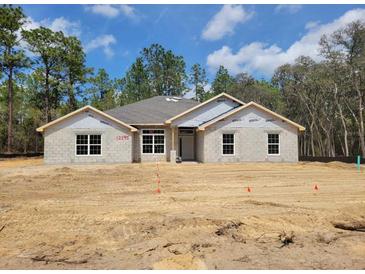 New construction home featuring a block exterior and a classic roof design ready for finishing touches at 12295 Sw 90Th Pl, Dunnellon, FL 34432