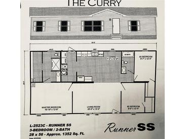 3-bedroom, 2-bath manufactured home floor plan, approx 1352 sq ft at 9160 Sw 31St Avenue Rd, Ocala, FL 34476