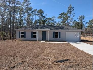 Newly constructed home with a gray exterior and a driveway at 316 Nw Narcissus Rd, Dunnellon, FL 34431