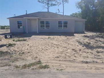 Charming one-story home with a simple design, featuring a neutral color palette and a well-lit exterior at 1 Fisher Lane Way, Ocklawaha, FL 32179
