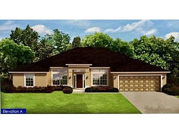 Beautiful single-story home with a 2-car garage and lush landscaping at 9361 Se 162Nd Pl, Summerfield, FL 34491