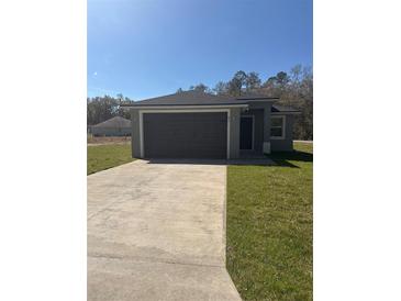 Charming single-story home featuring an attached garage and freshly laid lawn at 47 Sequoia Loop, Ocklawaha, FL 32179