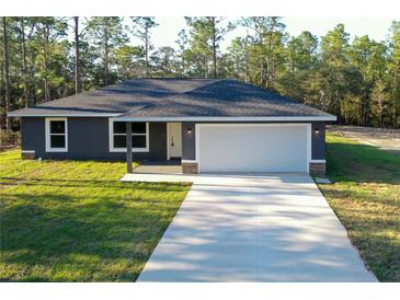 Charming single-story home featuring a two-car garage, well-manicured lawn, and inviting neutral paint scheme at 17710 Sw 48Th Pl, Dunnellon, FL 34432