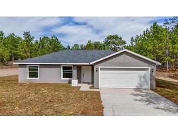 Charming single-story home featuring a two-car garage and a well-maintained front yard at 10069 Sw 140Th Ave, Dunnellon, FL 34432