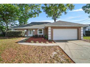 Beautiful one-story home with a well-manicured lawn and a two-car garage at 4246 Ne 32Nd Cir, Ocala, FL 34479