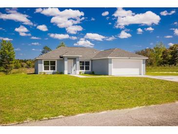 Charming one-story home with a well-manicured lawn and attached two-car garage at 2329 Sw 143Rd Ct, Ocala, FL 34481