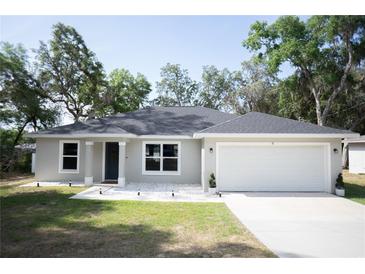 Charming single-story home featuring a well-maintained lawn and a two-car garage at 18 Larch Radl, Ocala, FL 34480