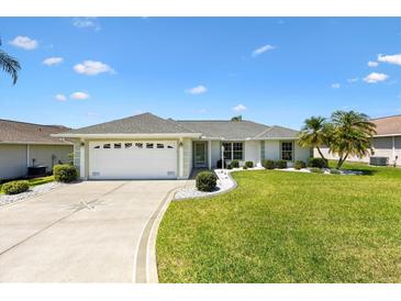 Charming single-story home with a well-manicured lawn and clean, white driveway at 12147 Se 173Rd Pl, Summerfield, FL 34491