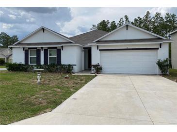 Charming single-story home featuring a well-maintained lawn and a two-car garage, providing both curb appeal and convenience at 12 Hickory Course Way, Ocala, FL 34472
