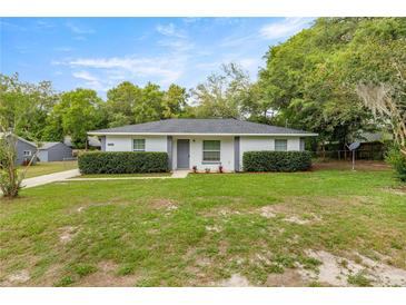Charming single-story home with well-manicured front lawn and mature trees at 13102 Se 101St Ave, Belleview, FL 34420